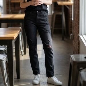 Evolution In Design Distressed Black Jeans